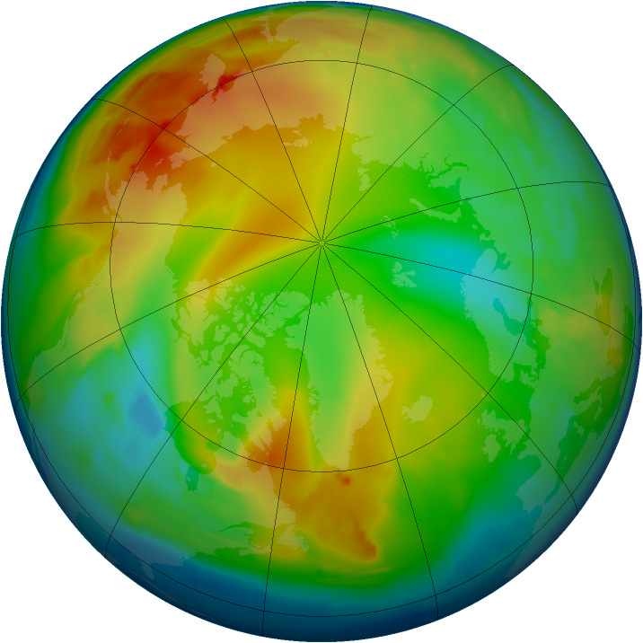 Arctic ozone map for 06 January 2013
